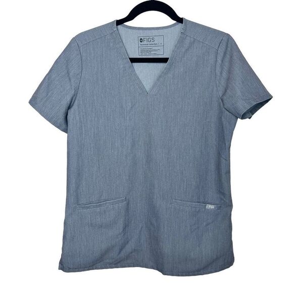 Figs Casma Three-Pocket Scrub Top Gray Sz S - Picture 2 of 8